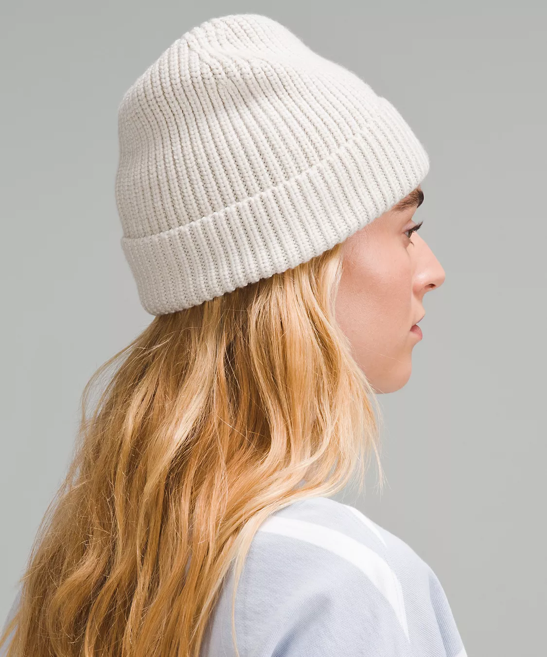 Unisex Close-Fit Wool-Blend Ribbed Knit Beanie - White