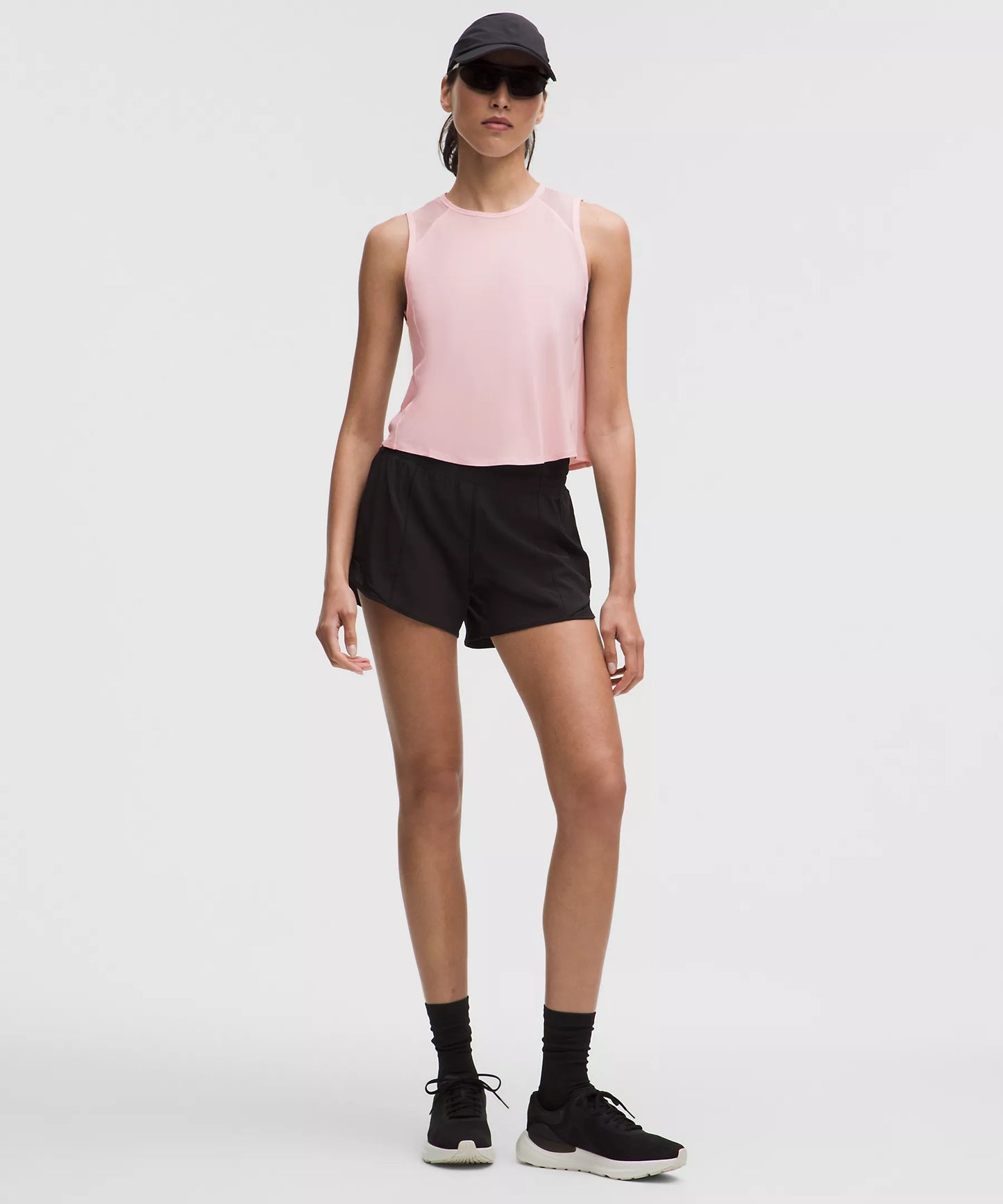 Sculpt Cropped Cross-Vent Tank Top - Blissful Pink