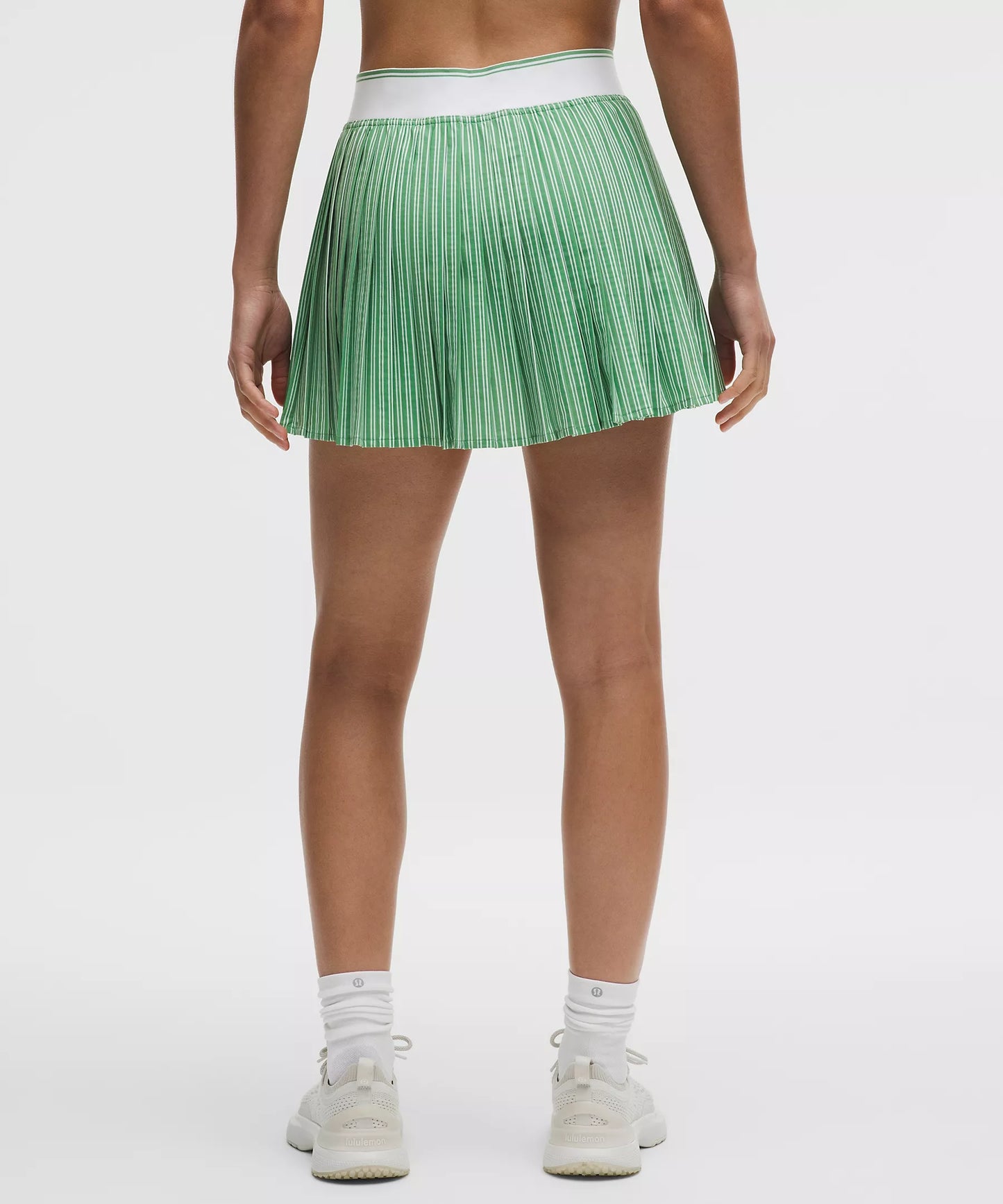Knife-Pleat High-Rise Tennis Skirt Twice Stripe Vertical