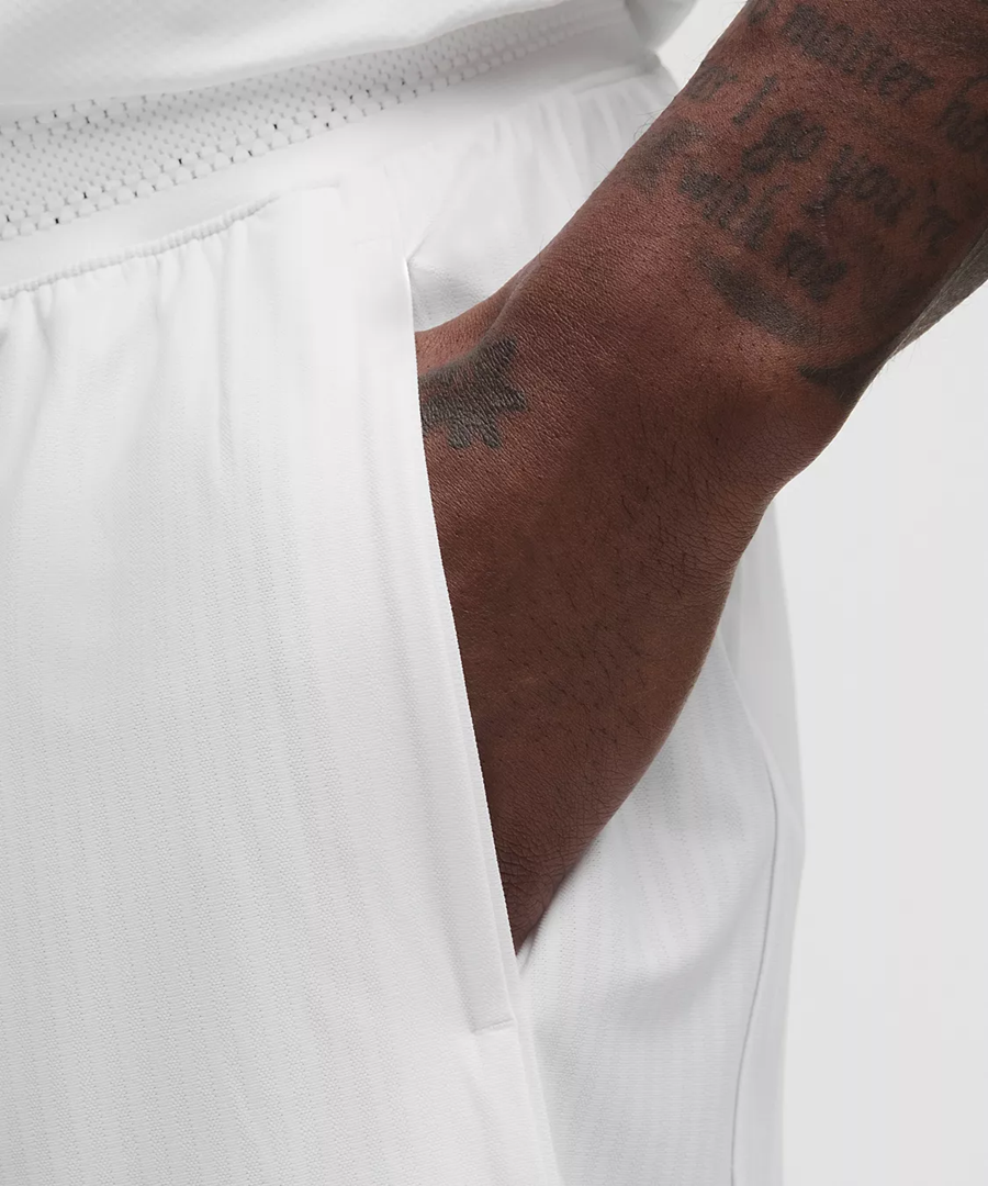 Striped Mesh Tennis Short 7" - White