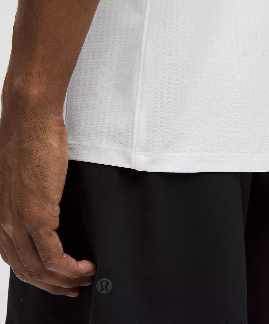 UV-Protective Striped Mesh Tennis T-Shirt - White