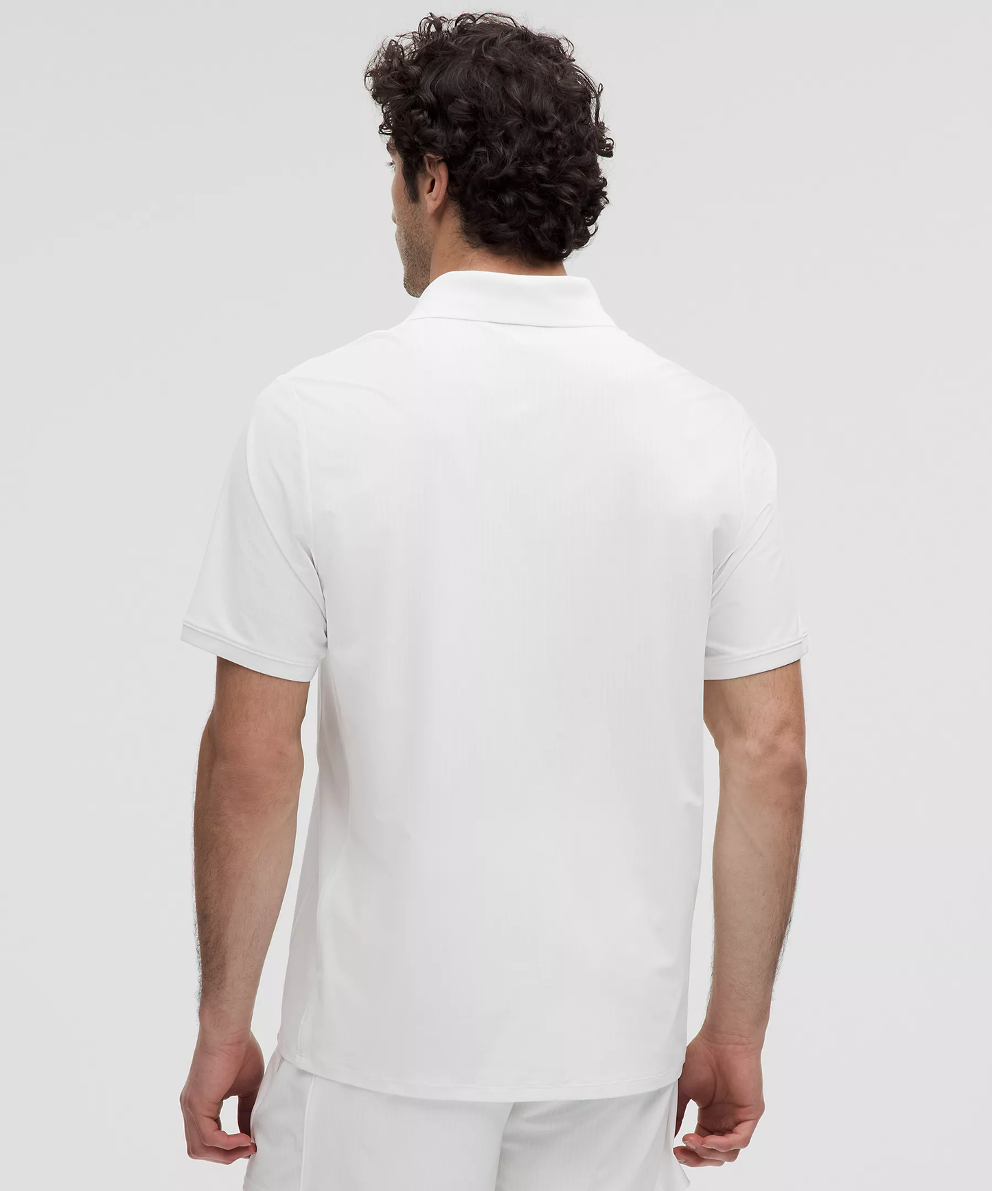 UV-Protective Striped Mesh Tennis Polo Shirt - White