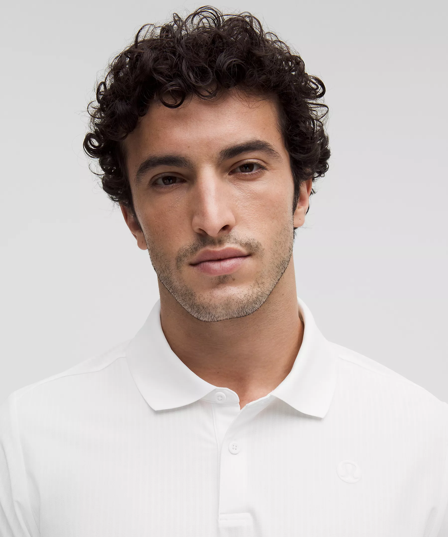 UV-Protective Striped Mesh Tennis Polo Shirt - White