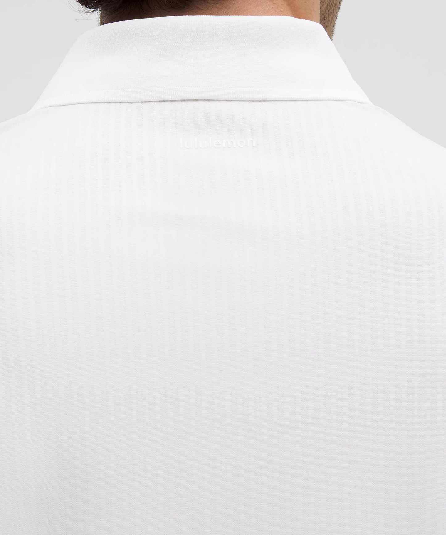 UV-Protective Striped Mesh Tennis Polo Shirt - White