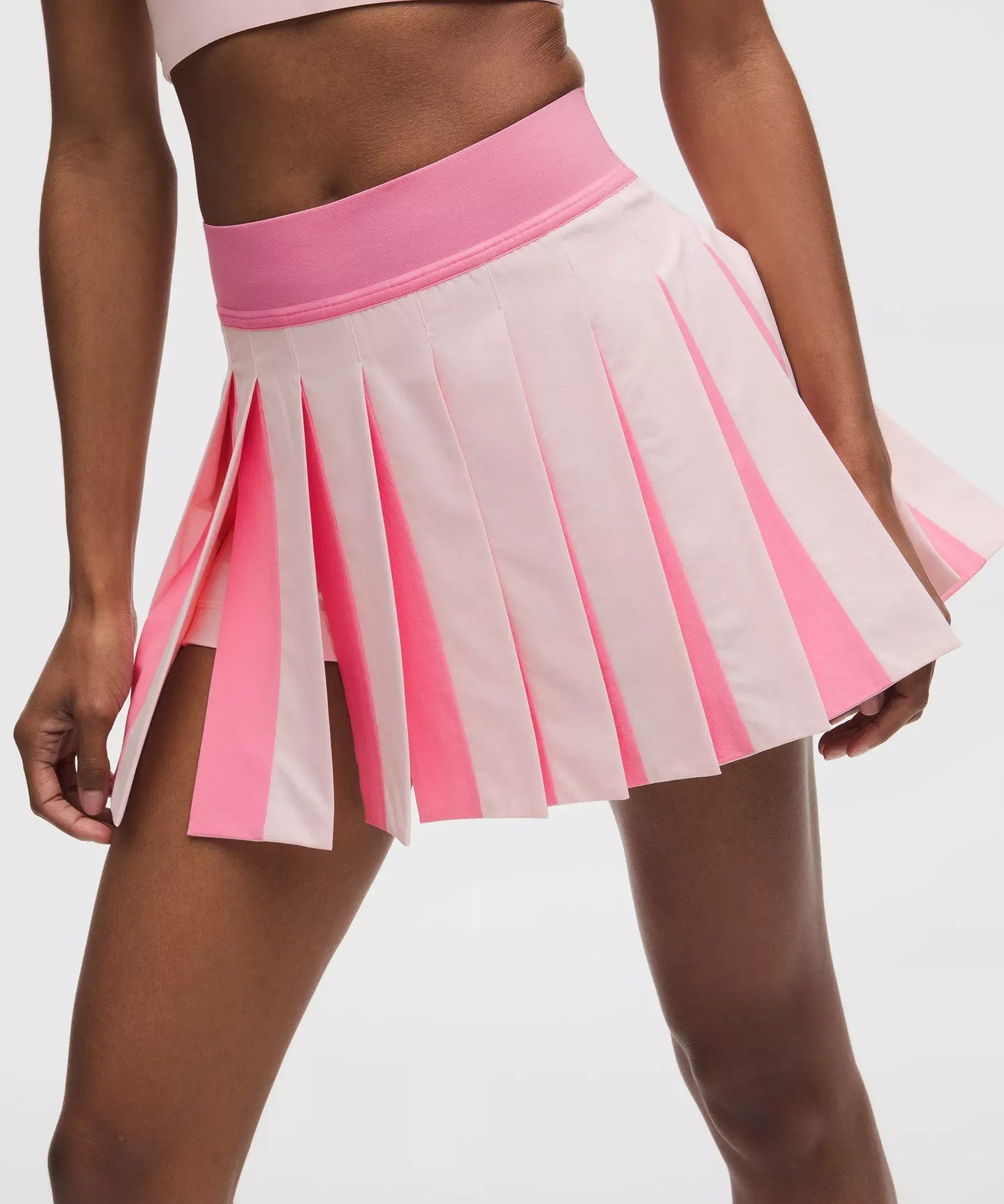 Peek-A-Boo Pleat Mid-Rise Tennis Skirt