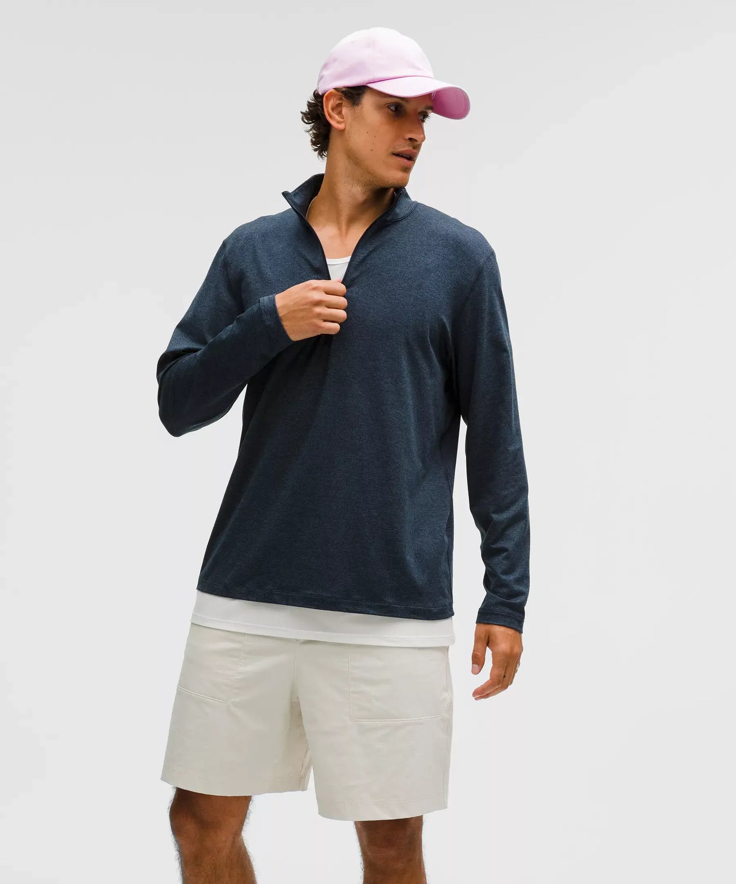 Soft Jersey Half Zip - Heathered Classic Navy/Heathered True Navy