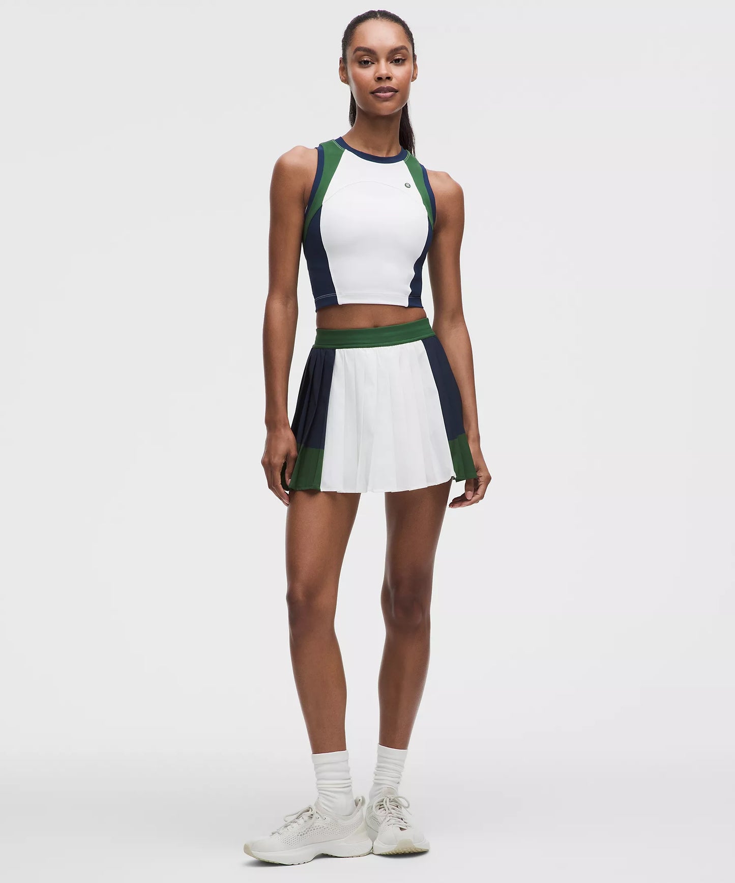 Court Champ Pleated High-Rise Tennis Skirt - White/Club Blue/Ivy Grove