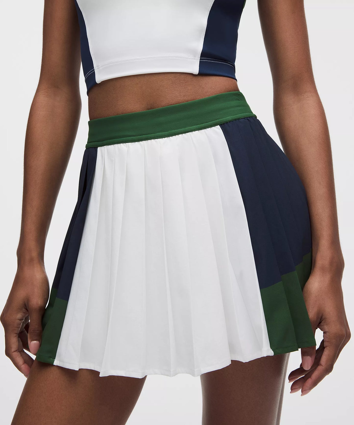 Court Champ Pleated High-Rise Tennis Skirt - White/Club Blue/Ivy Grove