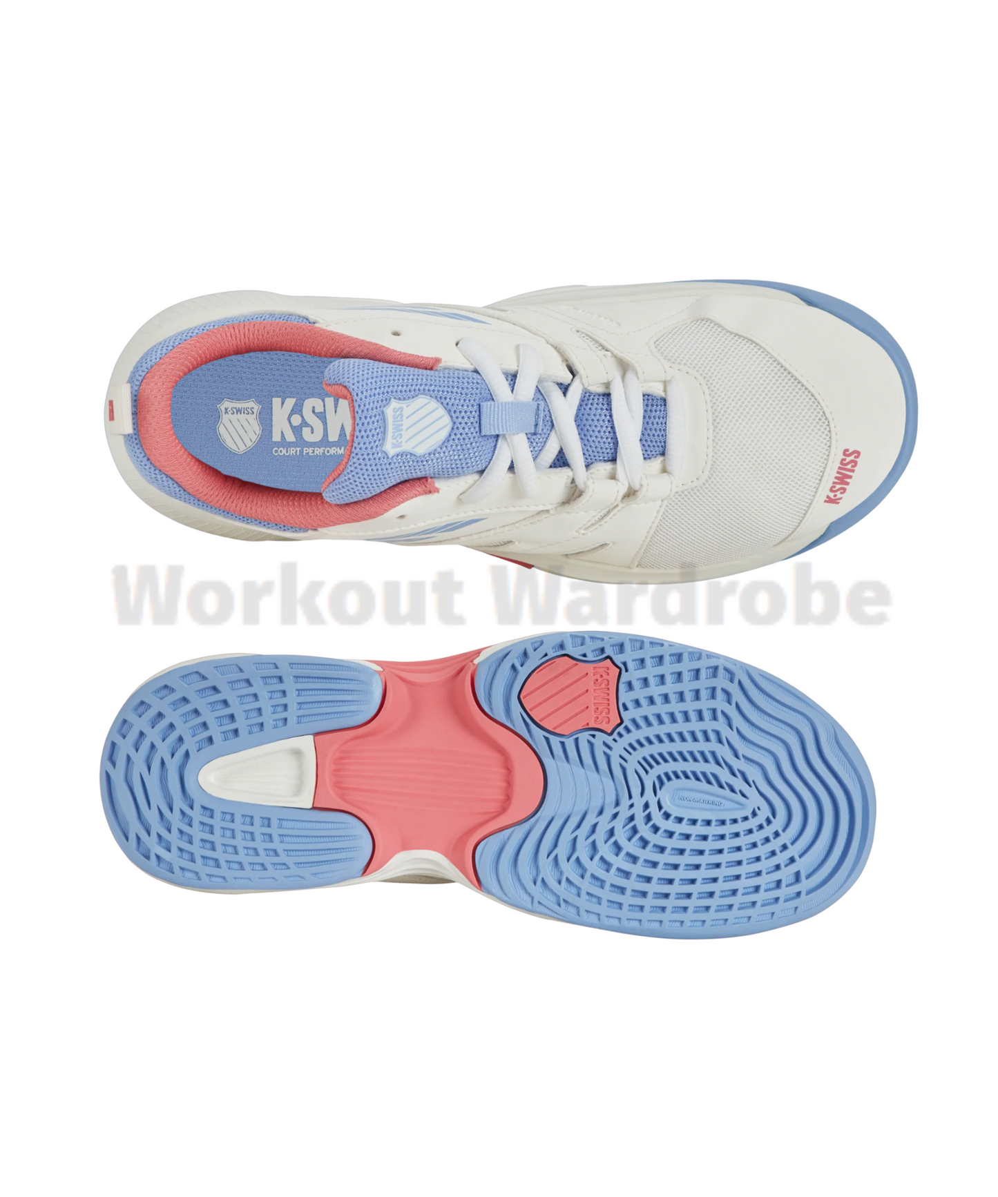 K-Swiss SpeedTrac Youth Tennis Shoes – Bright White/Open Air/Strawberry Ice