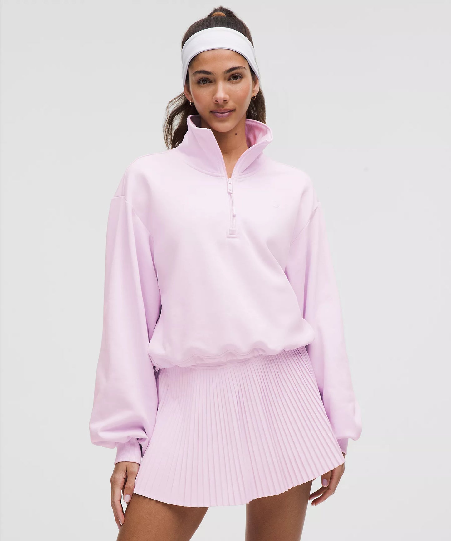 Cotton Terry Tennis Half Zip - Pink Organza