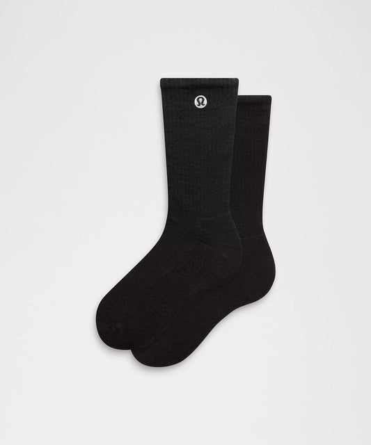 Unisex Daily Essential Crew Socks - Black
