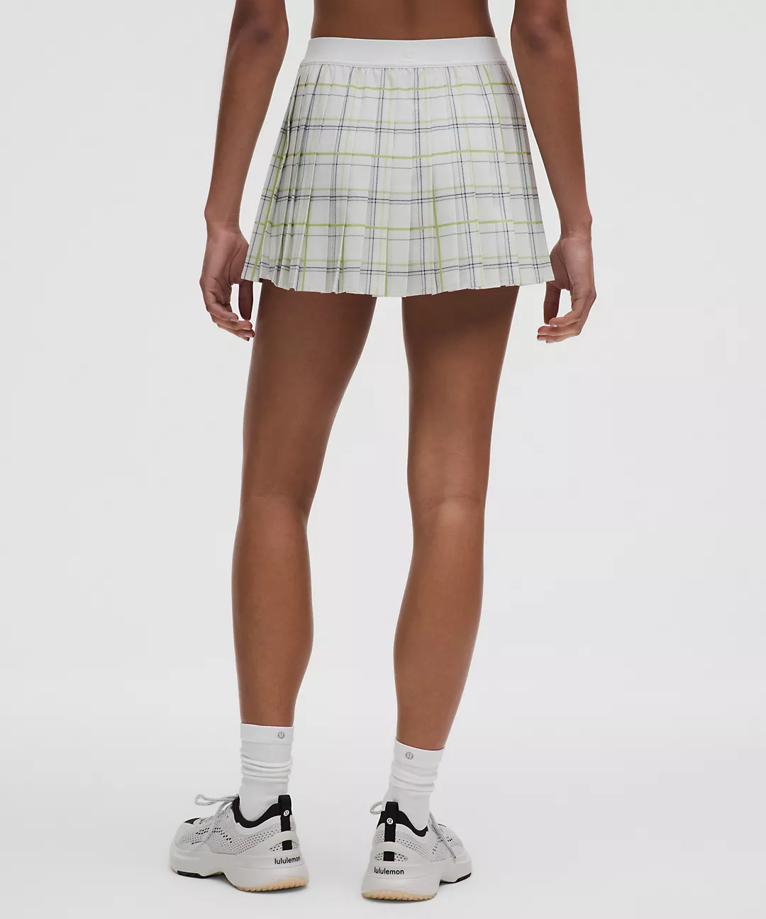 High-Rise Pleated Tennis Skirt - Match Plaid Mini White Multi