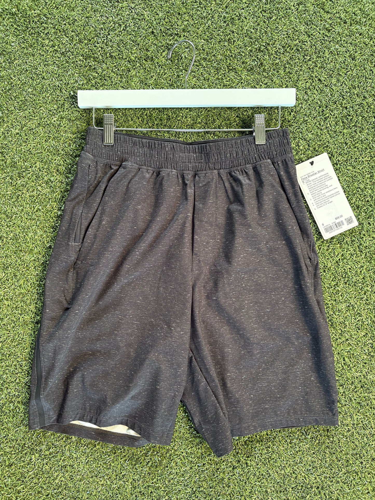Pacer Breaker Linerless Athletic Shorts 9" - Heather Navy Multi