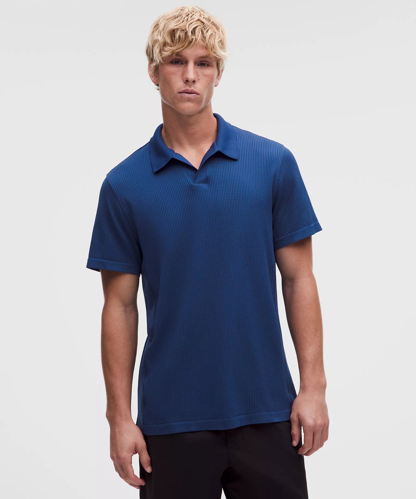 Textured Seamless Polo Shirt - True Navy/Clubhouse Blue