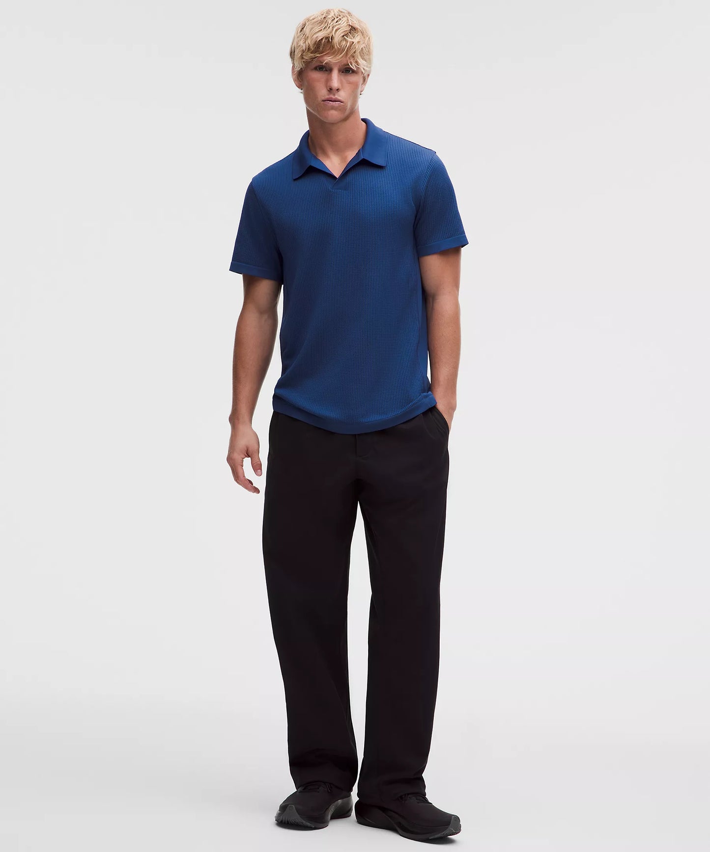 Textured Seamless Polo Shirt - True Navy/Clubhouse Blue