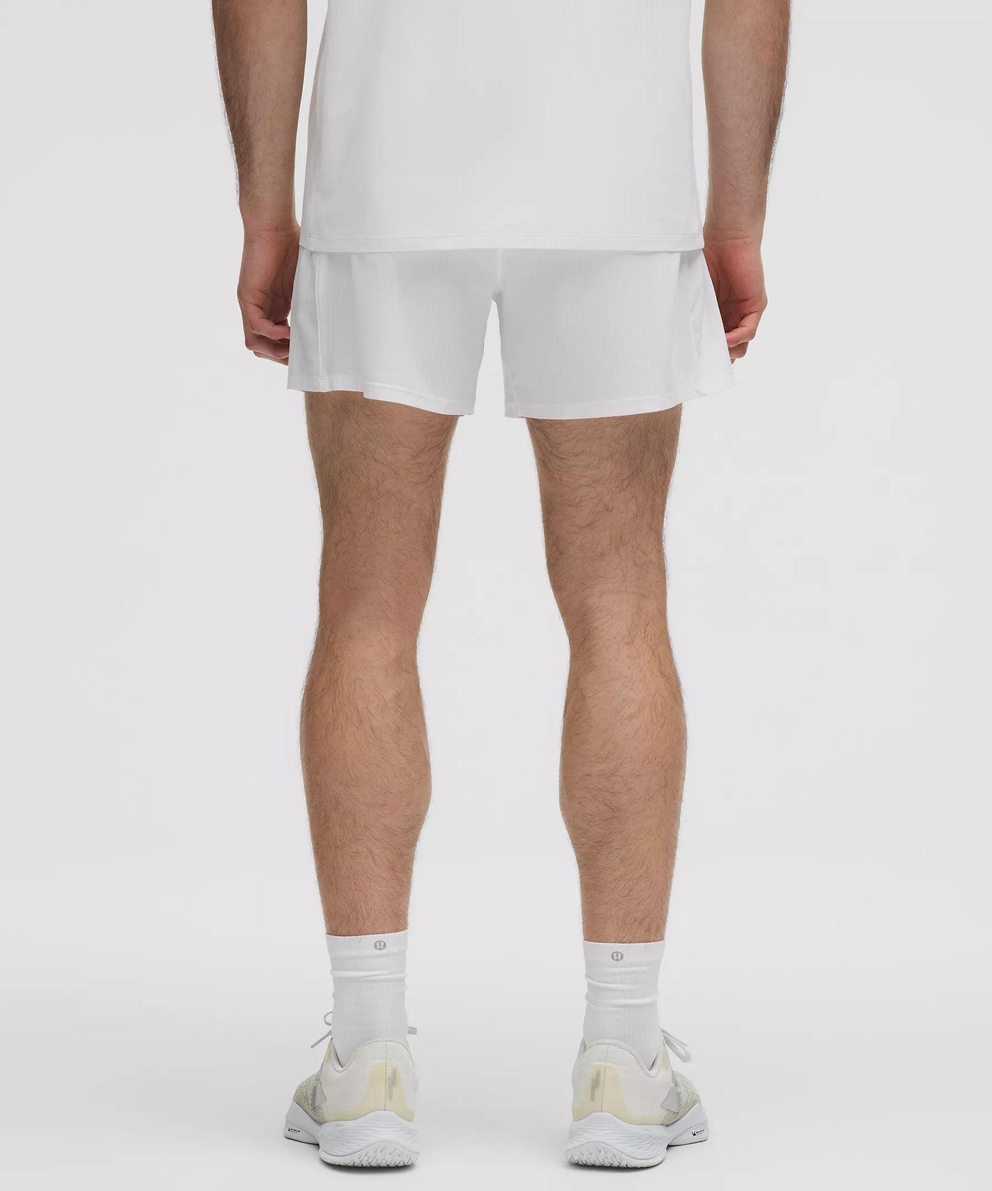 Striped Mesh Tennis Short 5" - White