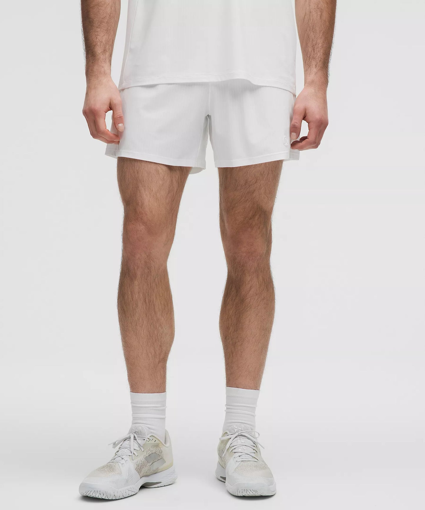 Striped Mesh Tennis Short 5" - White