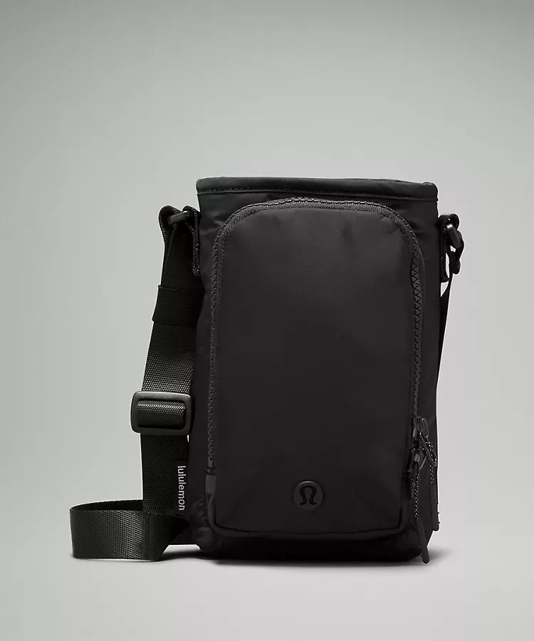 2L Water Bottle Crossbody Bag with Front Pocket - Black