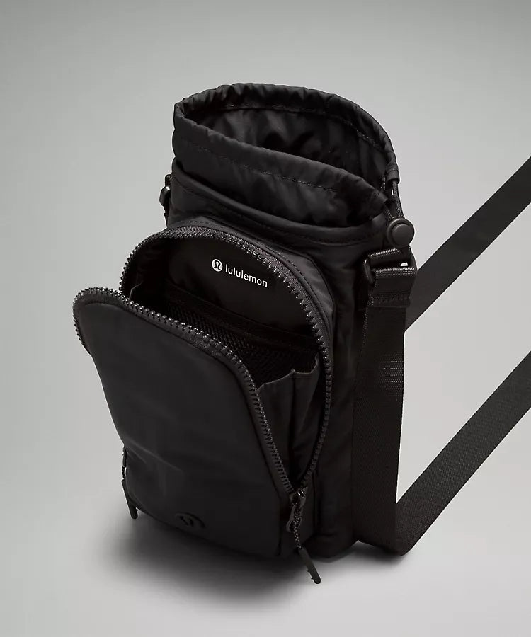 2L Water Bottle Crossbody Bag with Front Pocket - Black