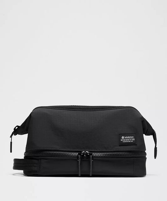 Dual-Compartment Travel Toiletry Bag - Black