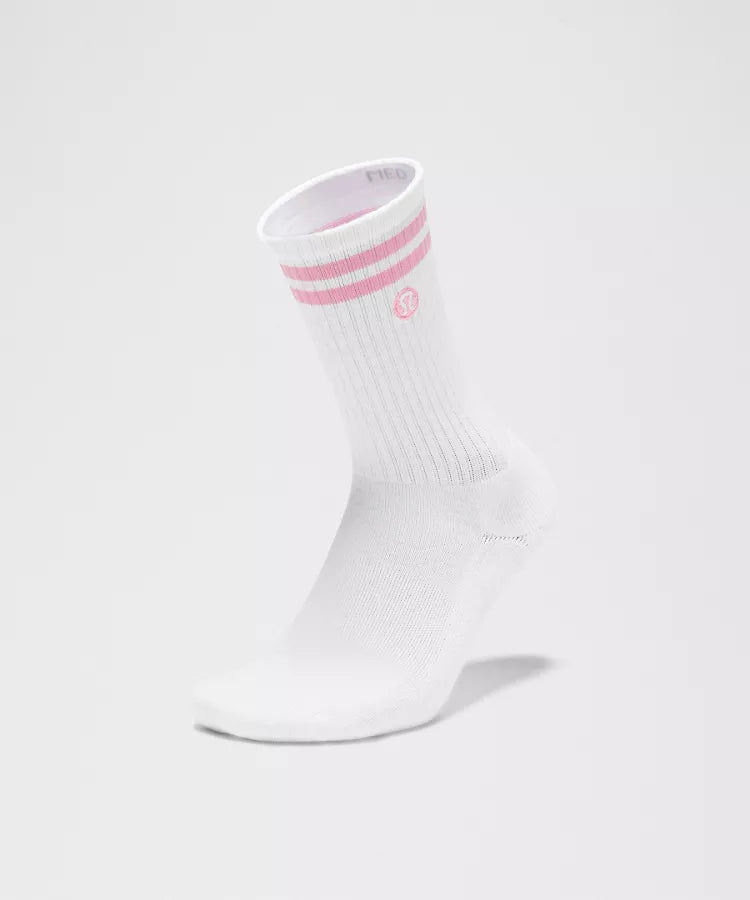 Unisex Daily Essential Striped Crew Socks White/Candy Cloud