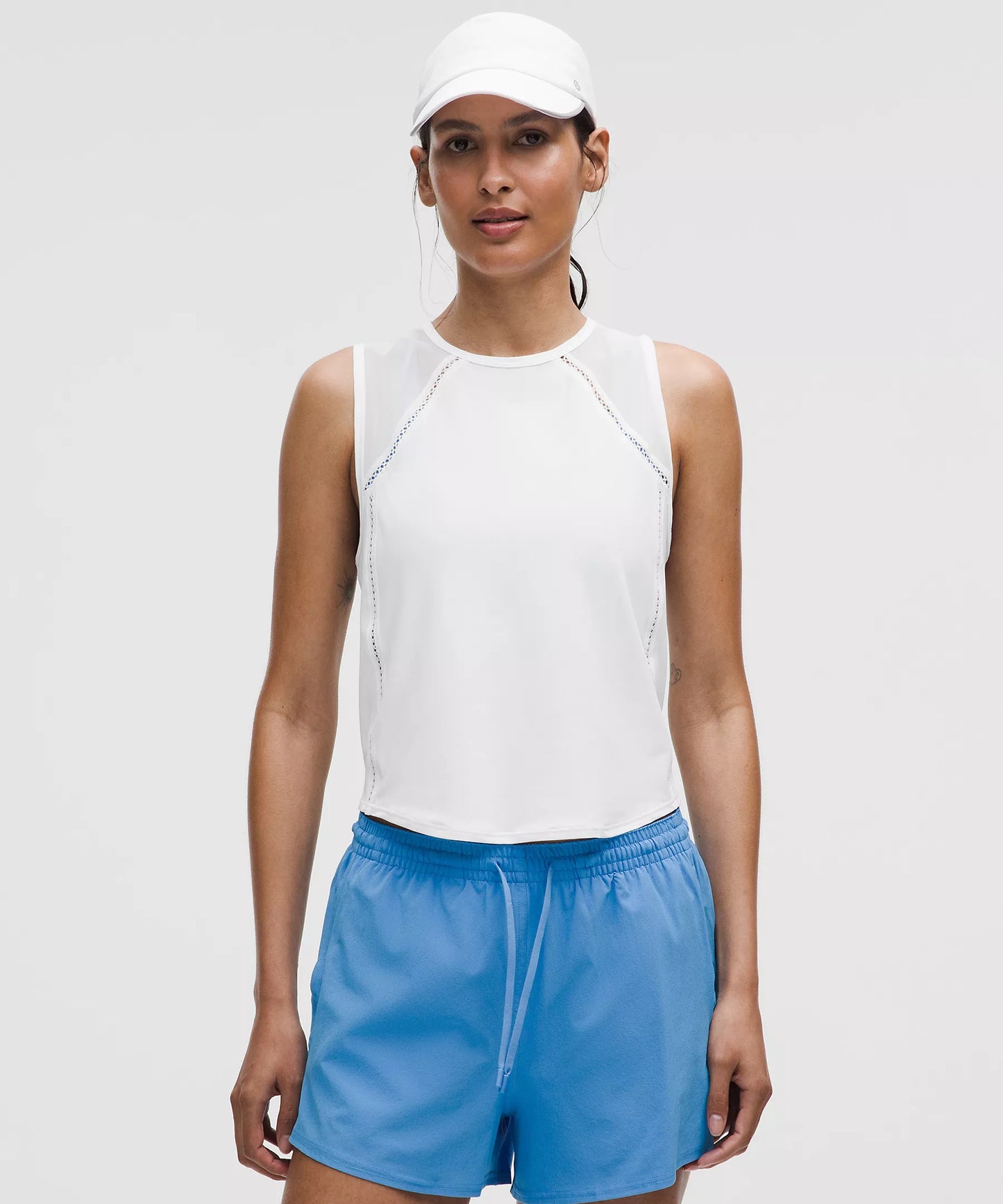 Sculpt Cropped Tank Top (Lace Trim)