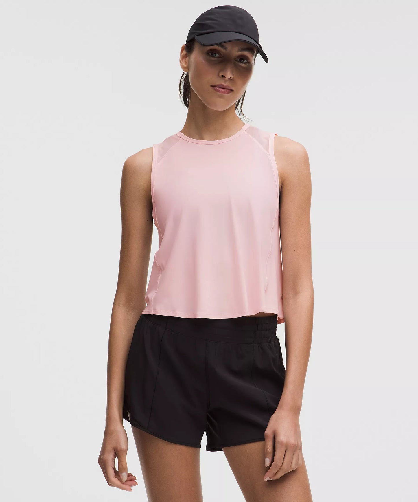 Sculpt Cropped Cross-Vent Tank Top - Blissful Pink