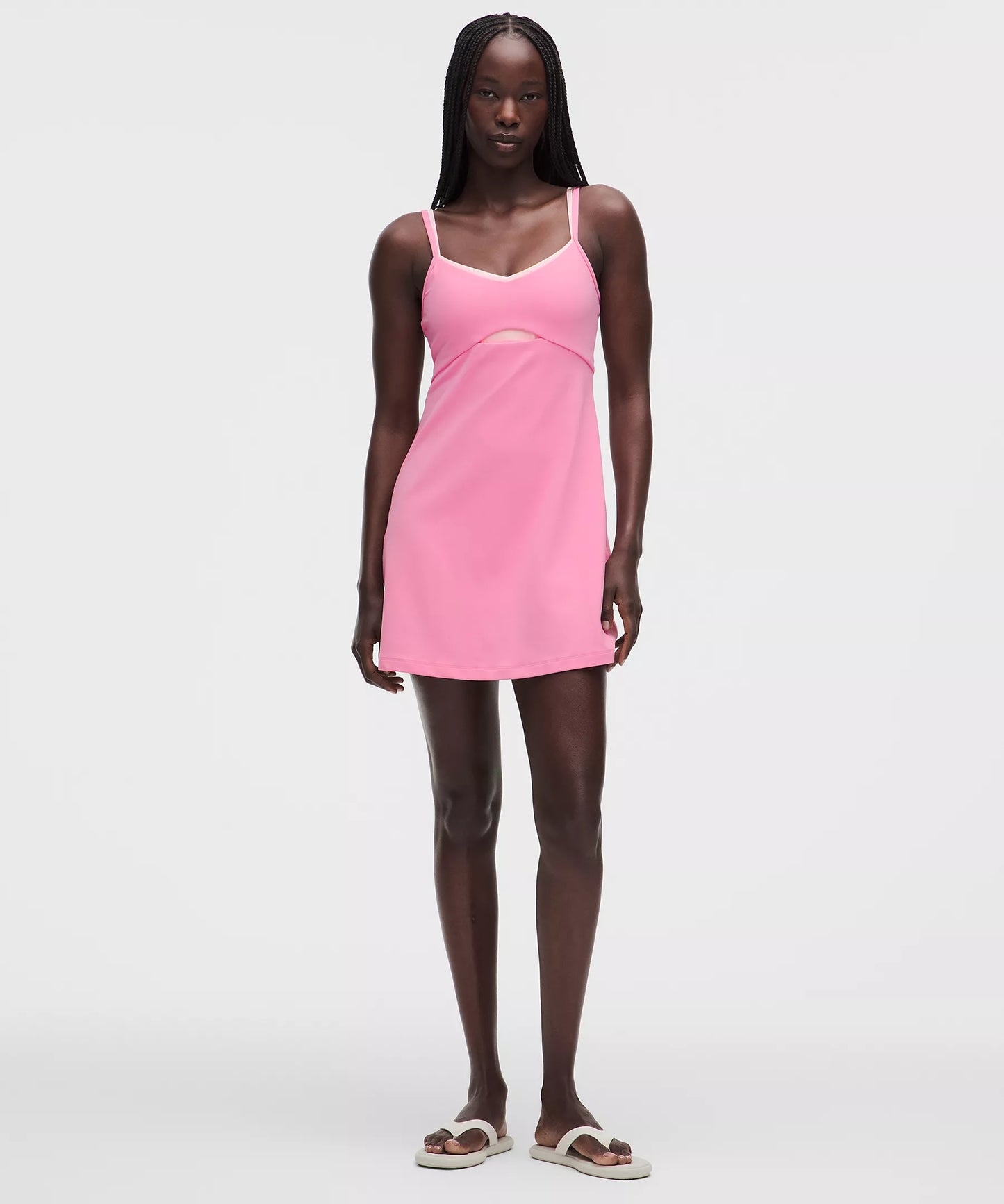 Women's Layered V-Neck Athletic Align Dress - Candy Cloud/Pink Pearl