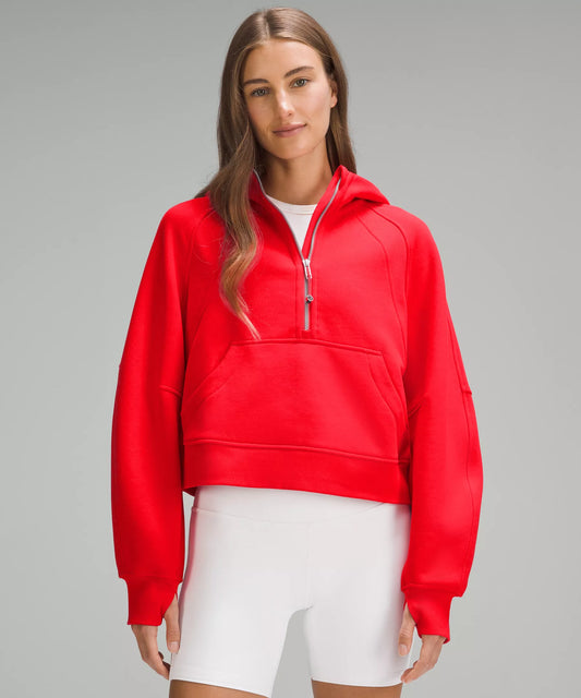 Women's Oversized Half-Zip Hoodie - True Red
