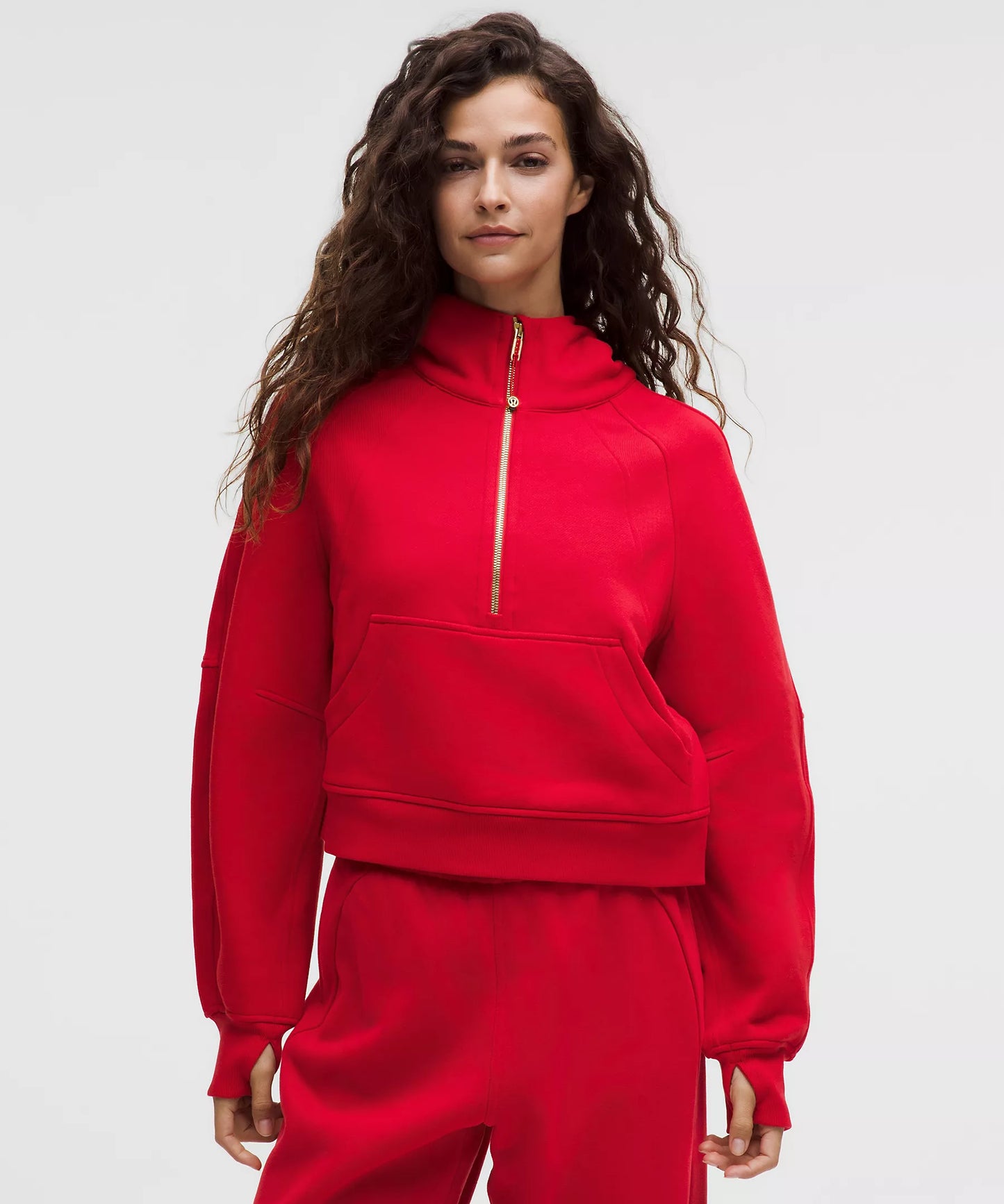 Scuba Oversized Half-Zip Hoodie - True Red