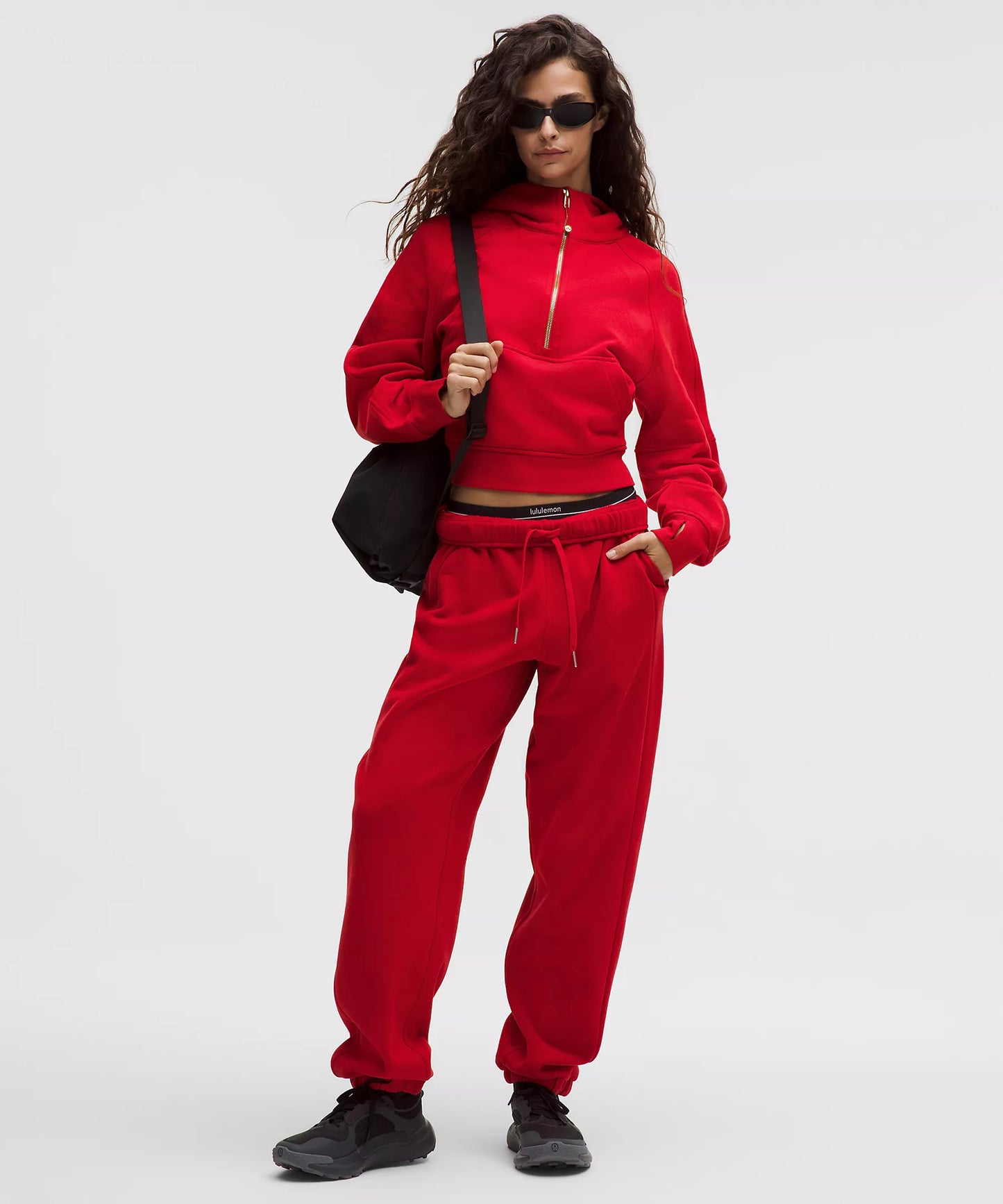Scuba Oversized Half-Zip Hoodie - True Red