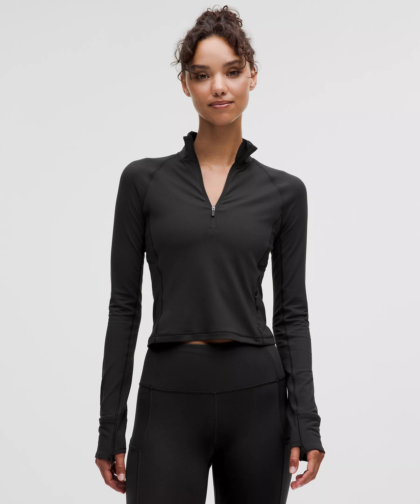 It's Rulu Cropped Half Zip *Updated - Black