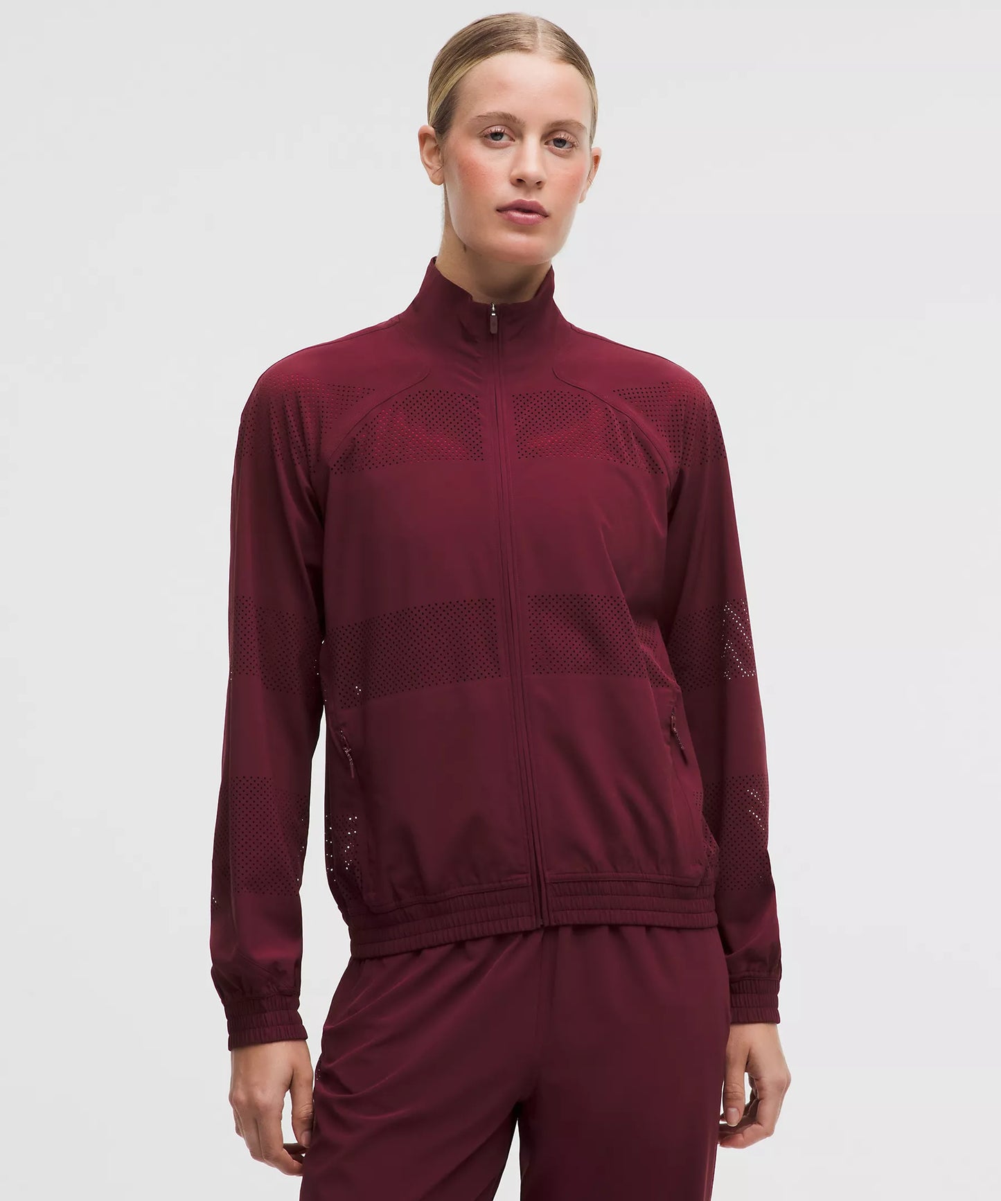 Adapted State Track Jacket (Perforated Stripe) - Burgundy Bay