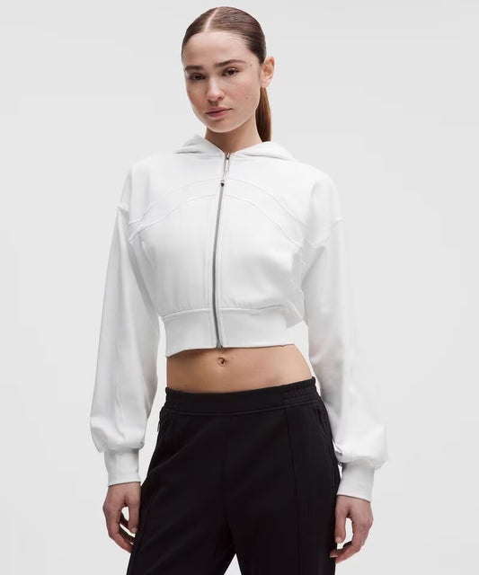 Women's Relaxed-Fit Hooded Athletic Luon Jacket - White