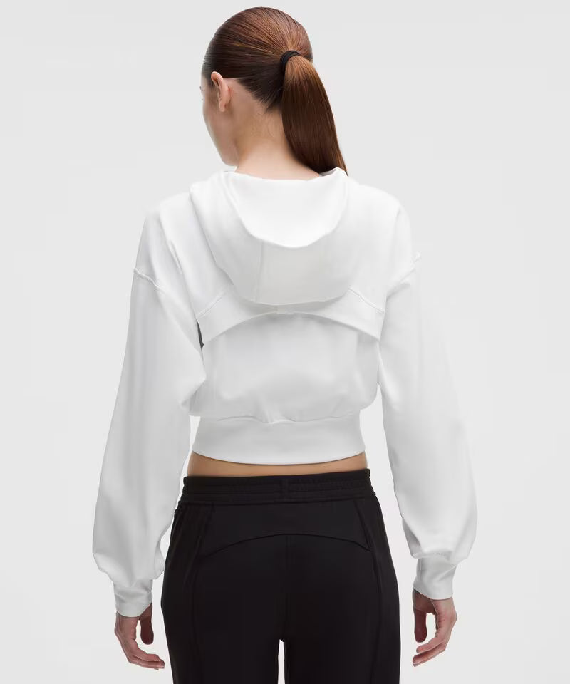 Women's Relaxed-Fit Hooded Athletic Luon Jacket - White