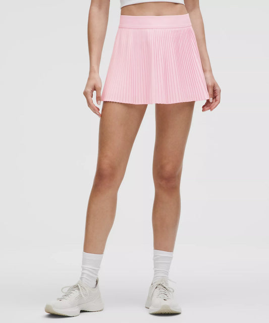 Varsity High-Rise Pleated Tennis Skirt - Pink Organza