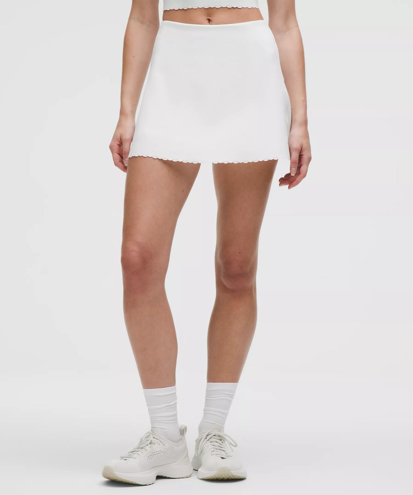 Scallop-Hem High-Rise Tennis Skirt - White
