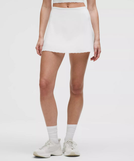 Scallop-Hem High-Rise Tennis Skirt - White