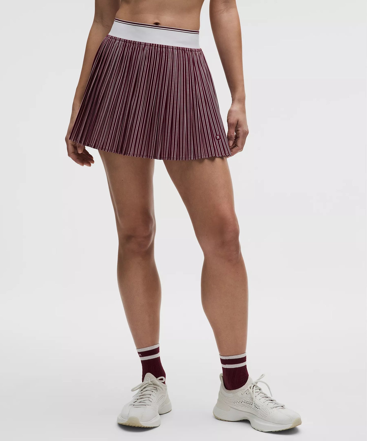 Knife-Pleat High-Rise Tennis Skirt Twice Stripe Vertical