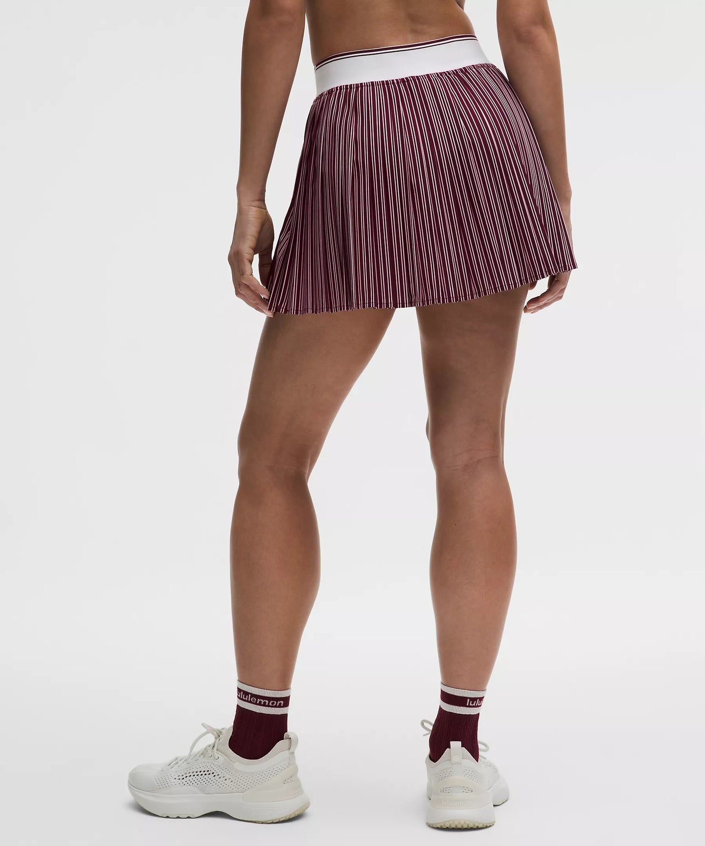 Knife-Pleat High-Rise Tennis Skirt Twice Stripe Vertical