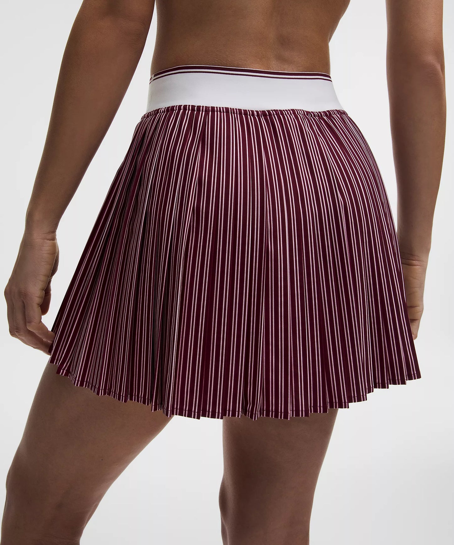 Knife-Pleat High-Rise Tennis Skirt Twice Stripe Vertical