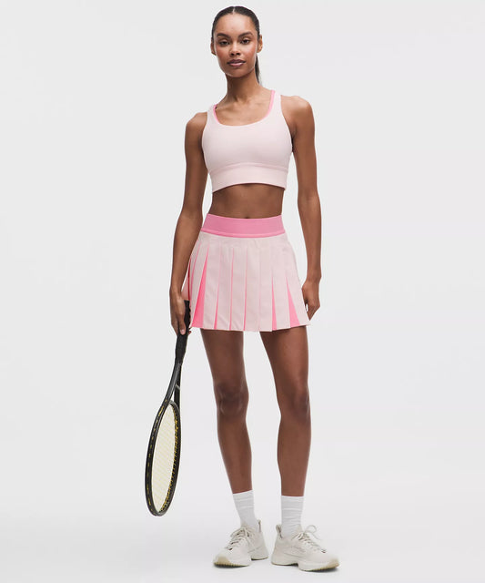 Peek-A-Boo Pleat Mid-Rise Tennis Skirt