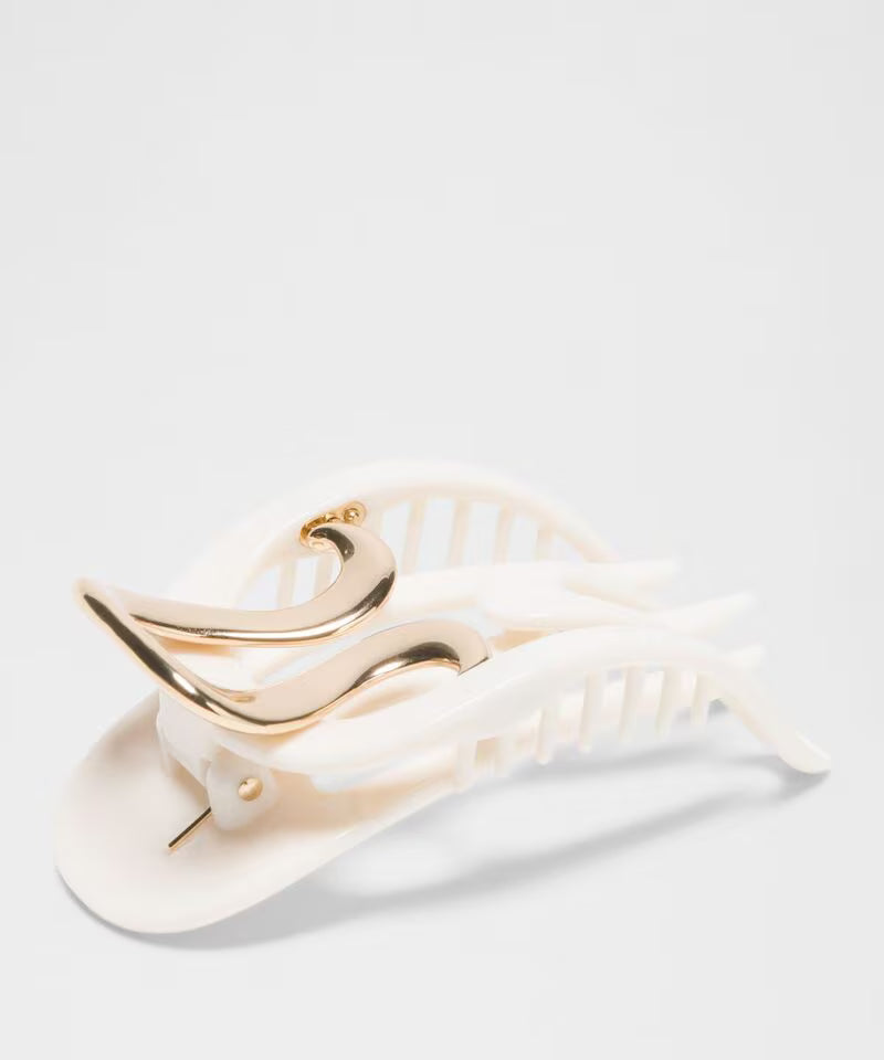 Small Yoga Claw Hair Clip - Coconut Ivory/Gold
