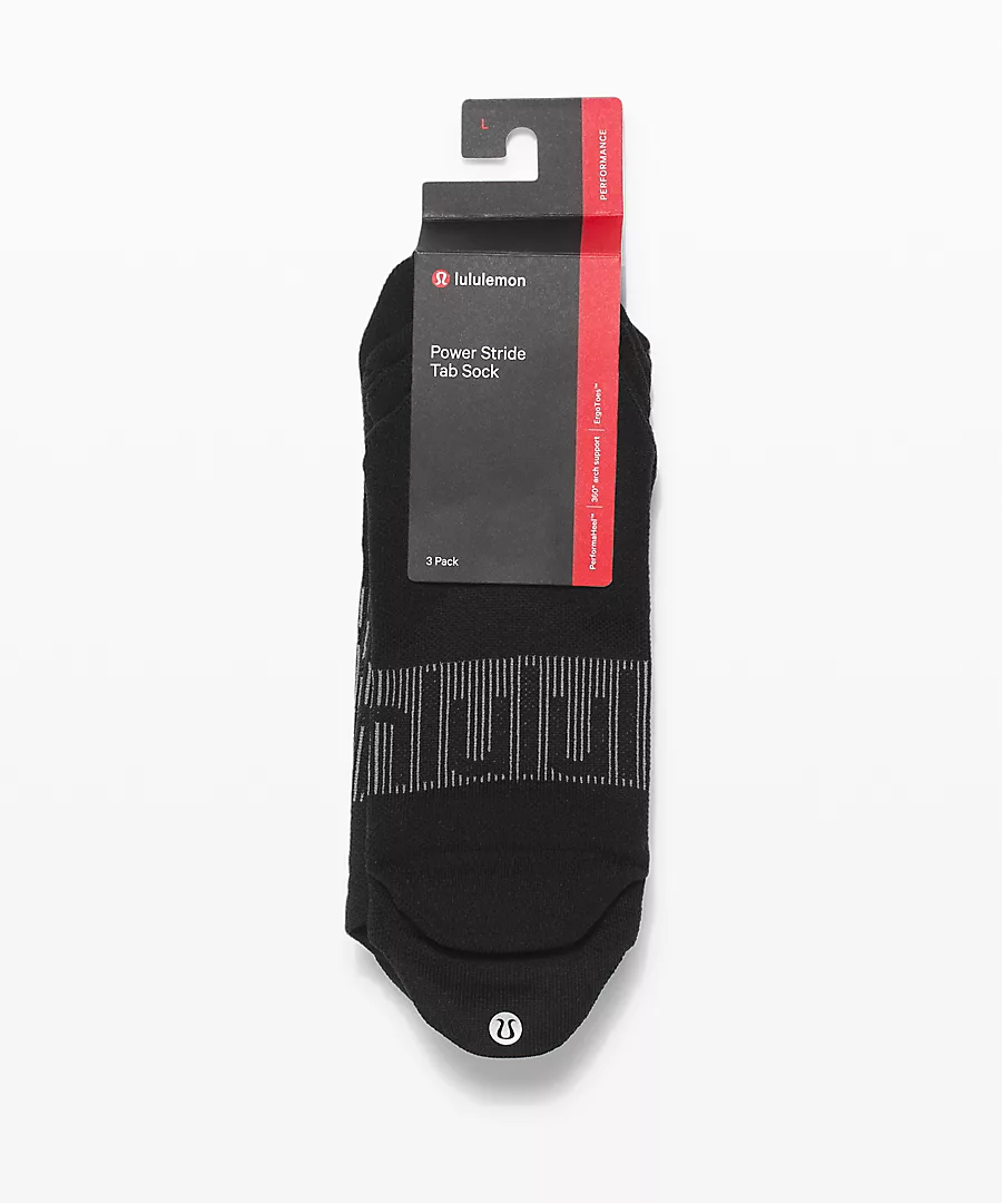 Men's Power Stride Tab Socks (3 Pack) - Black