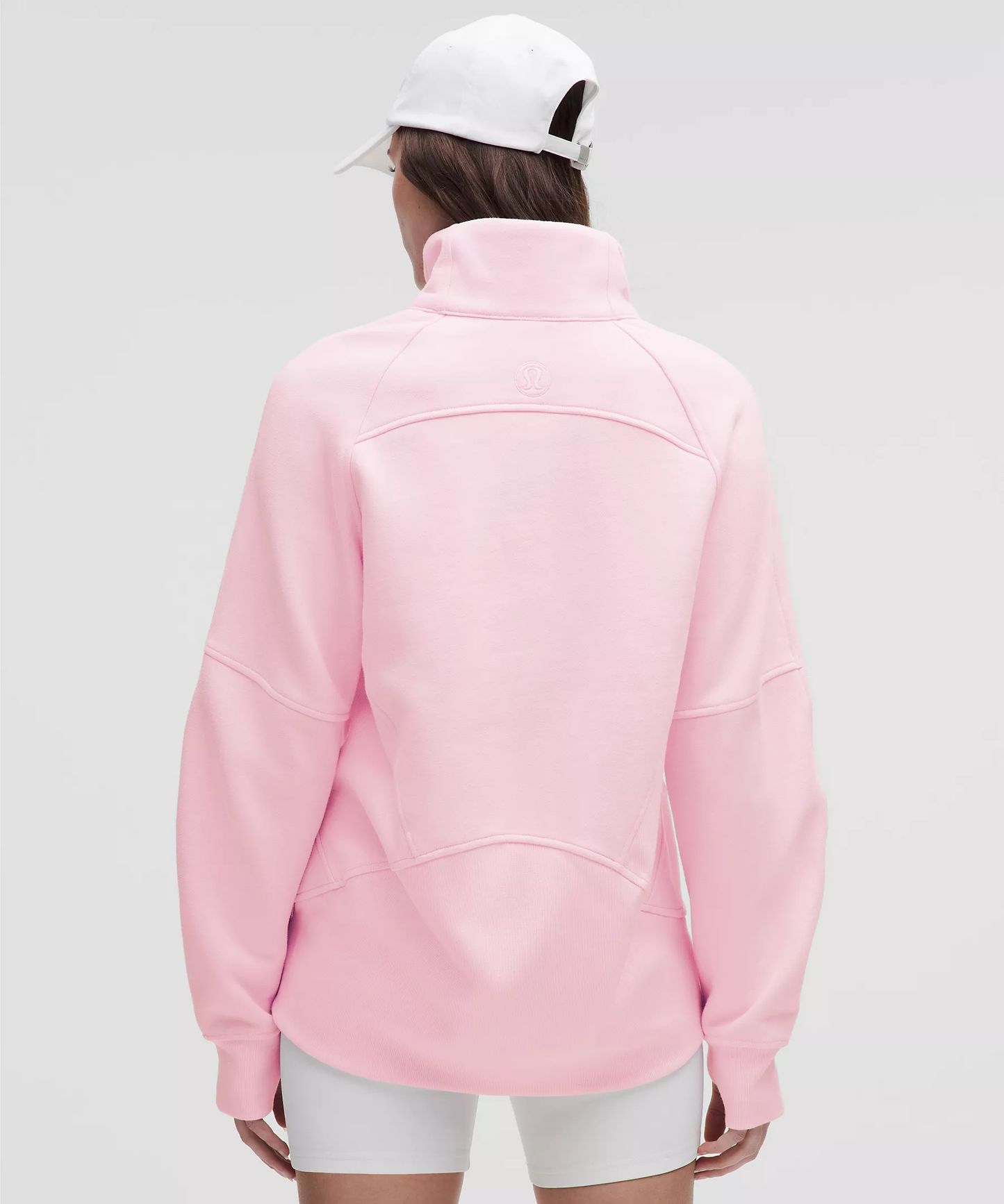 Scuba Oversized Funnel-Neck Half Zip Long - Pink Organza