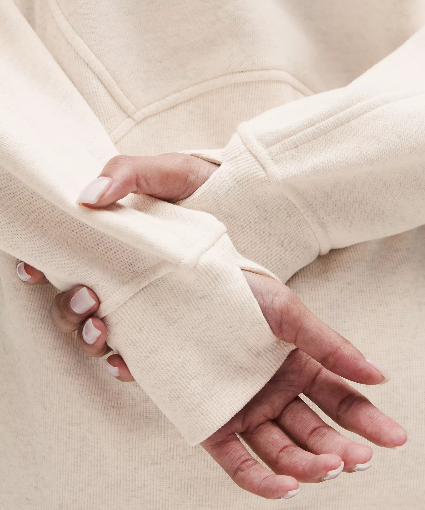 Scuba Oversized Funnel-Neck Half Zip Long - Heathered Light Ivory/Gold