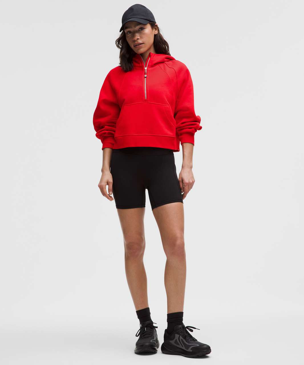 Women's Oversized Half-Zip Hoodie - True Red