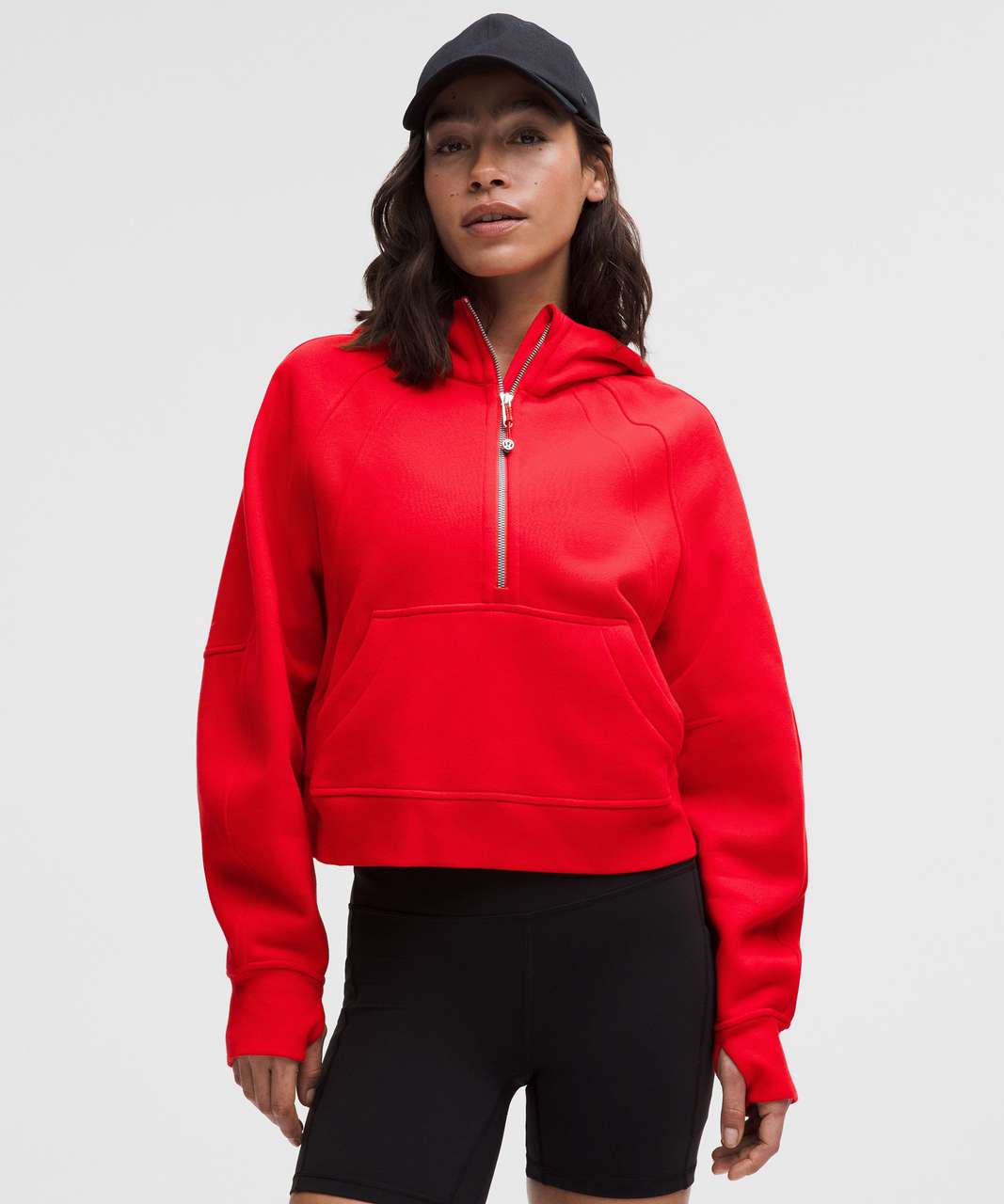 Women's Oversized Half-Zip Hoodie - True Red